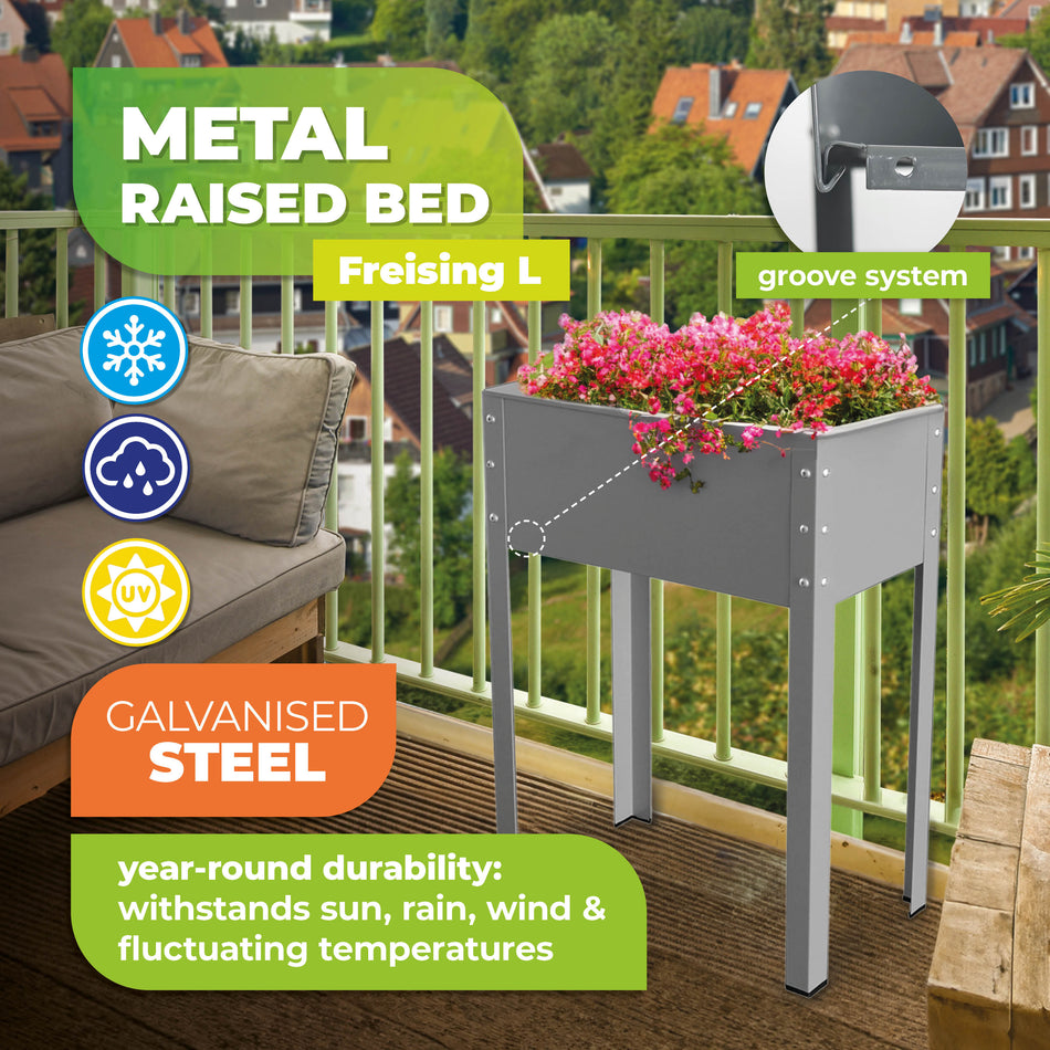 Raised Garden Bed with Legs & Drainage System FREISING L, Anthracite