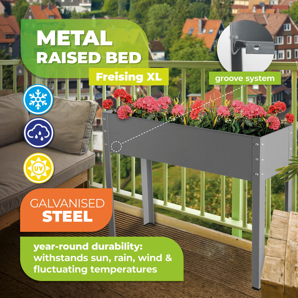 Raised Garden Bed with Legs & Drainage System FREISING XL, Anthracite