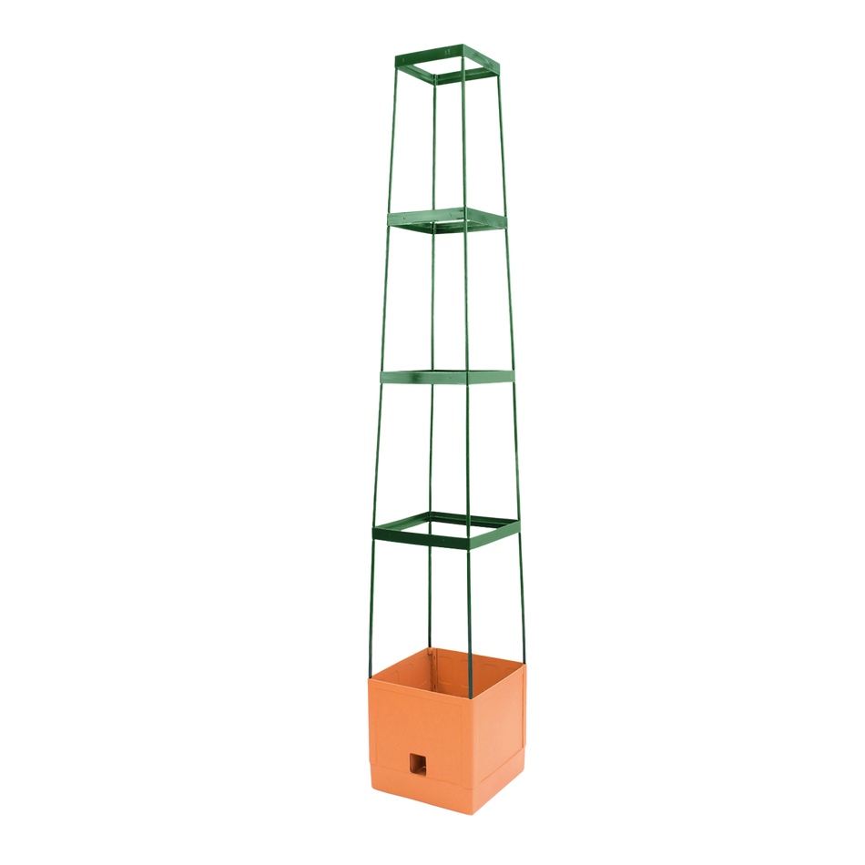 Plant Tower with Watering System MAXITOM - Orange, with Green Trellis