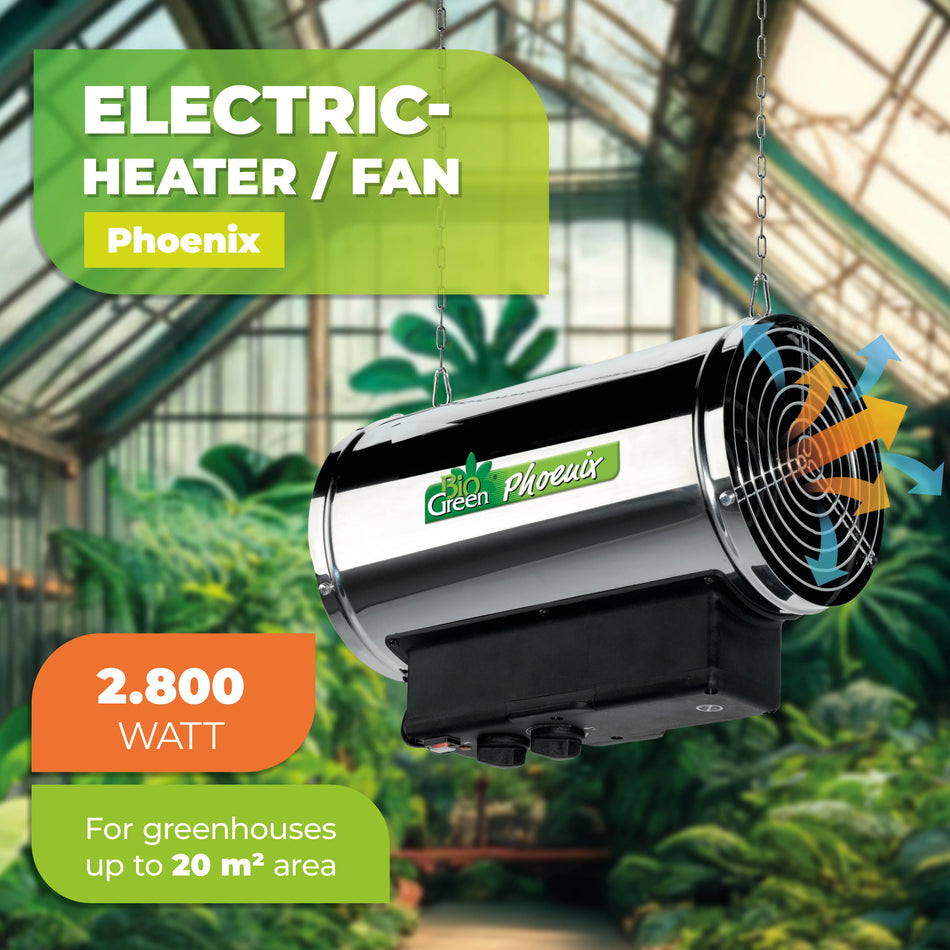 Electric Greenhouse Heater & Fan with Manual Thermostat PHOENIX, 2800 Watts